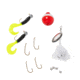Zebco Pond Fishing Tackle Dial Pack, 14 Pieces, Hooks, Sinkers, Bobber, Jig Heads, Inline Spinner, Paddle Tail Grubs, Rotating Carabiner, Rotating Locking Clear Plastic Lid, Red, ZPONDIALPACK.CP4