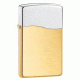 Zippo Blu Premium Butane Lighter, Fleetwood, BLU2, Rhodium Lid w/ 22 kt. Gold-Plated Bottom 30209