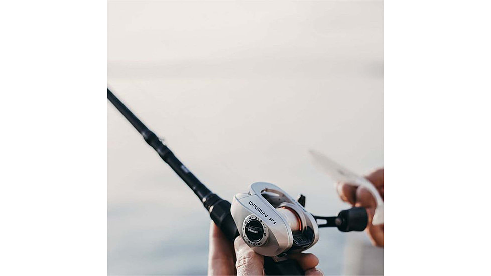 Rapala Origin F1 Baitcast Reel 8.1:1 Gear Ratio, Right Hand Retrieve, 100 Size, Fresh Clampack, Gray, 100, OF1-8.1-RH-CP