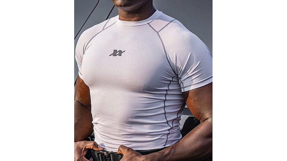 221B Tactical Maxx-Dri Silver Elite T-Shirt, White/Silver, Large, MDSETS-L-WHT/SLV