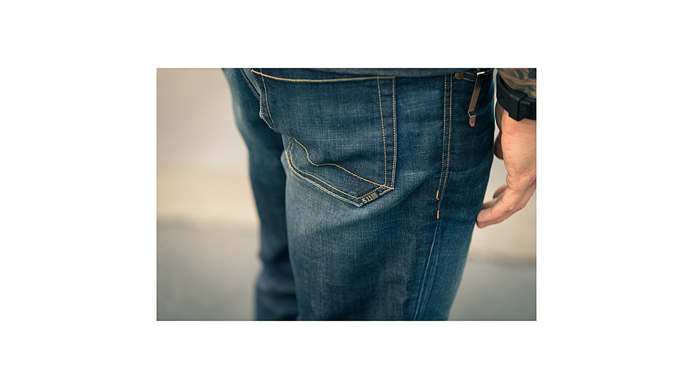 5.11 Tactical Defender-Flex Slim Jean - Mens, Dark Wash Indigo, 34-30, 74465ABR-649-34-30
