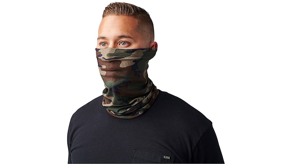 5.11 Tactical Halo Neck Gaiter - Unisex, Woodland Camo, Woodland Cam, 1 SZ, 89471-938-1 SZ