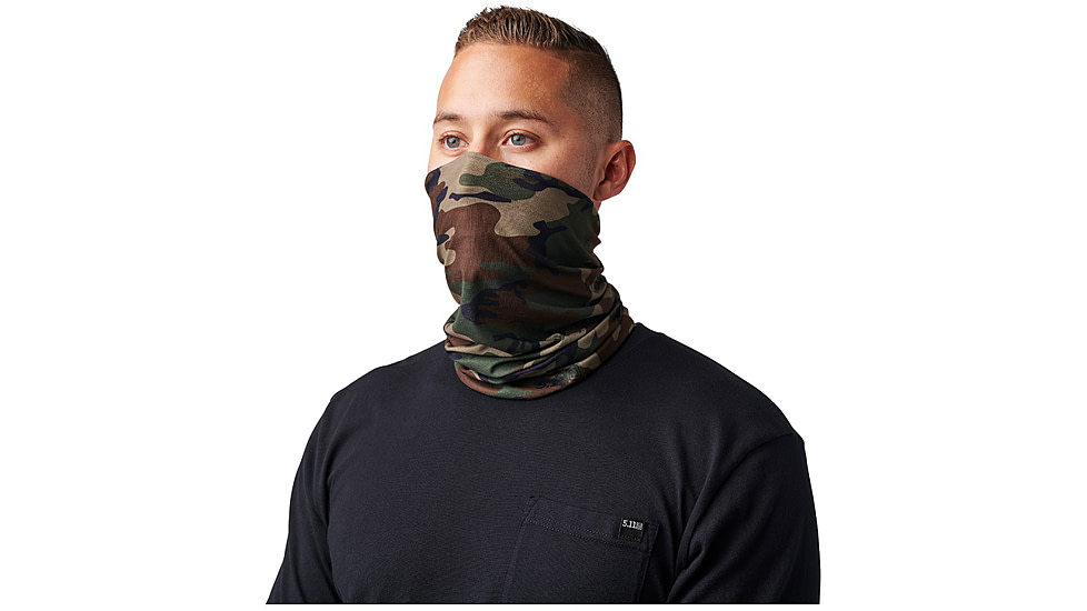 5.11 Tactical Halo Neck Gaiter - Unisex, Woodland Camo, Woodland Cam, 1 SZ, 89471-938-1 SZ