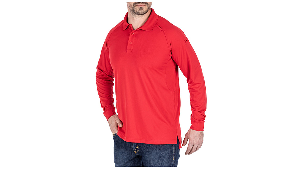 5.11 Tactical Performance Long Sleeve Polo - Men's, Extra Large, Regular, Range Red, 72049-477-XL