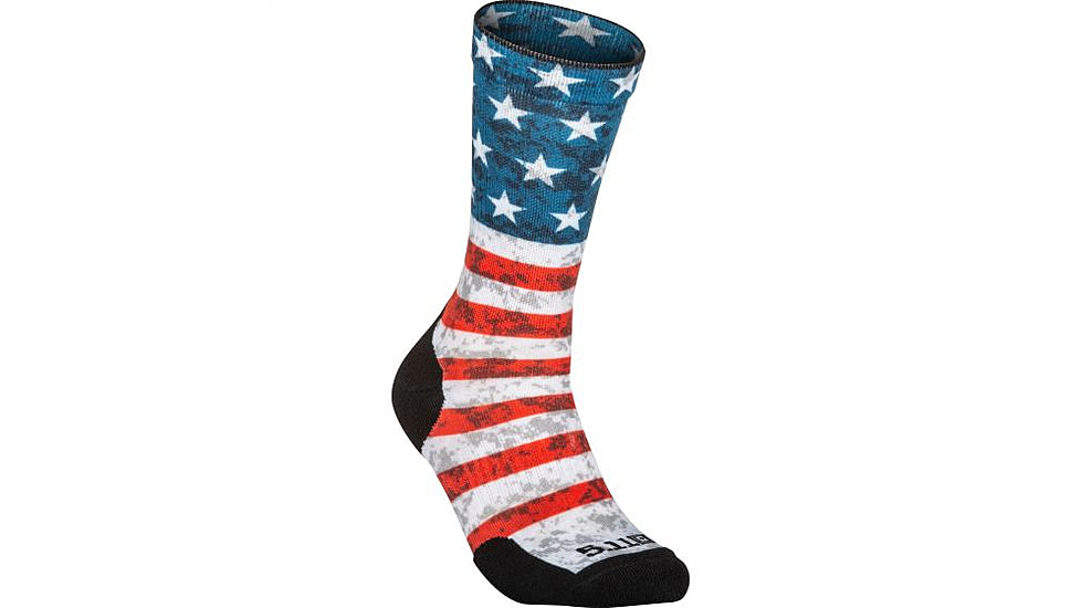 5.11 Tactical Sock &amp; Awe Crew American Flag - Mens, Red, Large 10041AB-460-L