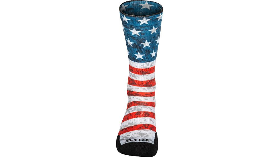 5.11 Tactical Sock &amp; Awe Crew American Flag - Mens, Red, Large 10041AB-460-L
