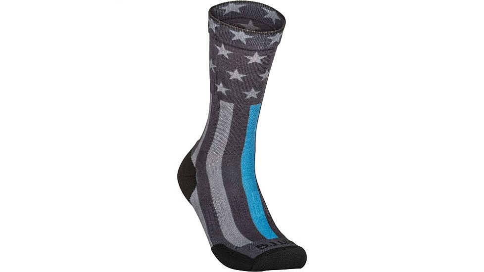5.11 Tactical Sock &amp; Awe Crew Thin Blue Line - Men's, Black, L, 10041AA-019-L