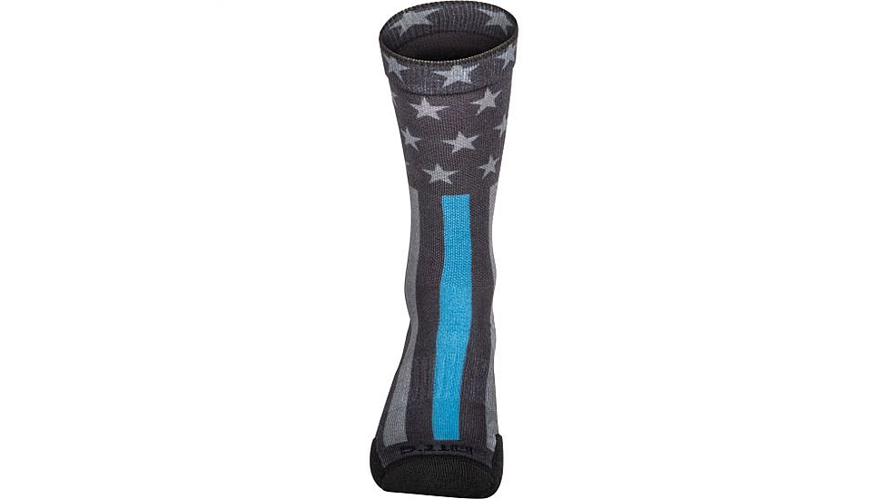 5.11 Tactical Sock &amp; Awe Crew Thin Blue Line - Mens, Black, Large 10041AA-019-L