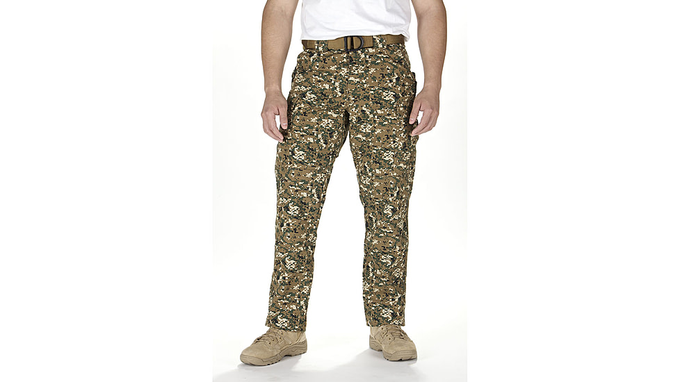 5.11 Tactical TDU Adjustable Ripstop Men's Pants, Woodland Camo, 3XL - 47.5-51in Waist, Regular 32.5in Inseam
