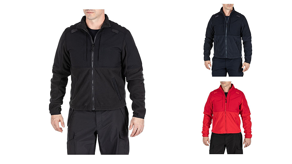 5.11 Tactical Tactical Fleece 2.0 Jacket - Mens, Black, Dark Navy, Range Red