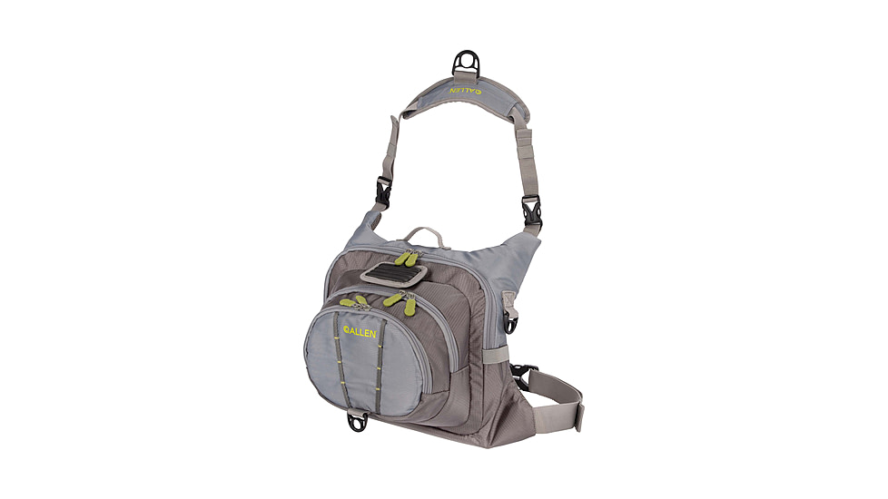 Allen Boulder Creek Fly Fishing Chest Pack, Fits up to 6 Tackle/Fly Boxes, Gray/Lime, 6353