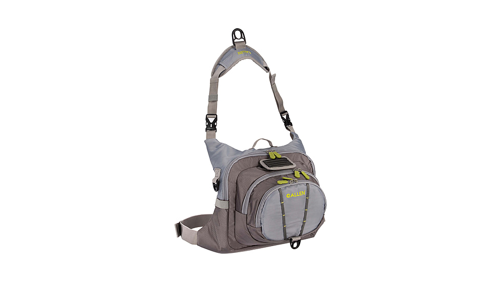Allen Boulder Creek Fly Fishing Chest Pack, Fits up to 6 Tackle/Fly Boxes, Gray/Lime, 6353