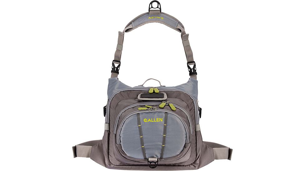 Allen Boulder Creek Fly Fishing Chest Pack, Fits up to 6 Tackle/Fly Boxes, Gray/Lime, 6353
