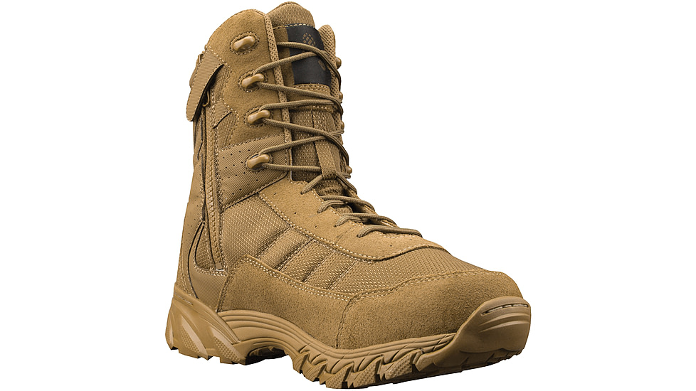 Mens Vengeance SR 8in Side-Zip Leather Boot,Size 15,Coyote