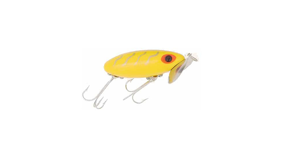 Arbogast Jitterbug Topwater Lure, 2 1/2in, 3/8 oz, Floating, Yellow, G600-03