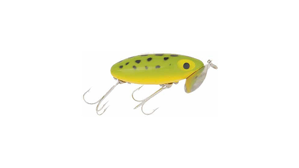 Arbogast Jitterbug Topwater Lure, 3in, 5/8 oz, Floating, Frog/Yellow Belly, G650-07