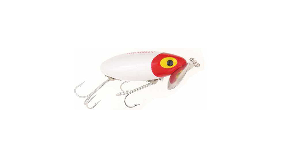 Arbogast Jitterbug Topwater Lure, 3in, 5/8 oz, Floating, White/Red Head, G650-01