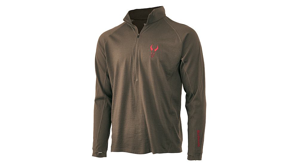 Badlands Pecora Midweight Merino 1/4 Zip Baselayers - Men's, Mud, Medium, 21-42407