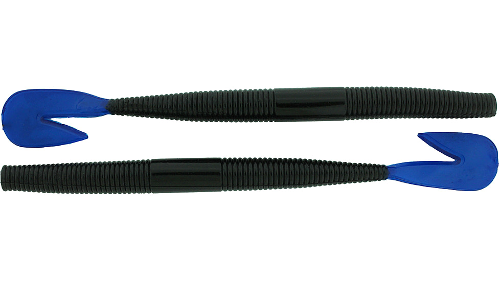 Bass Assassin BANG Lures RSB Worm, 7.25in, 8 per Pack, Black/Blue Tail, 7.25, RSB53200