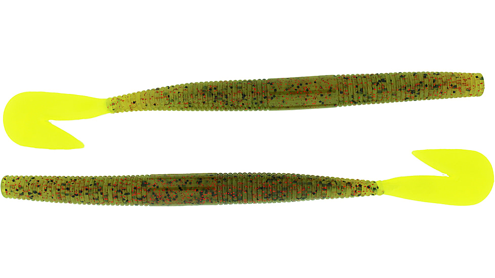 Bass Assassin BANG Lures RSB Worm, 7.25in, 8 per Pack, Watermelon Red Glitter/Chartreuse Tail, 7.25, RSB53267