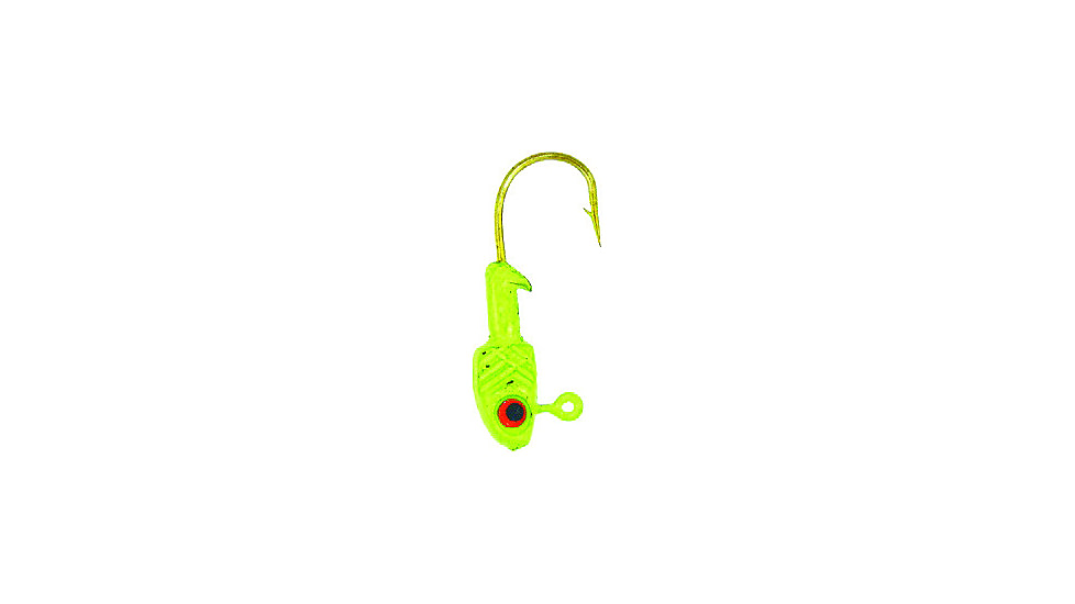 Bass Assassin Crappie Jighead, 1/32 oz, Number 4 Hook Chartreuse Flash, 6/Pack, CJA42005