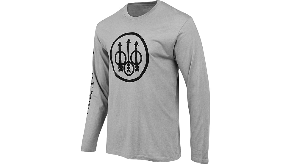 Beretta Trident Logo T-Shirt - Men's, Long Sleeve, Stone Heather, Medium, TS229T1890096BM