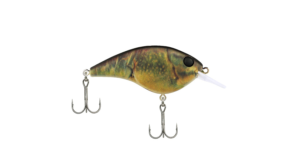 Berkley Frittside Hard Bait, Crankbait, 5, 1/3oz, 2 1/4in / 5 3/4cm, 2ft-5ft / 0.5-1.5m, Hook Size 6, 2 Hooks, HD Green Craw, 5, 1547177