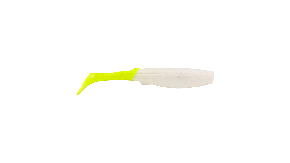 Berkley Gulp! Paddleshad Soft Bait Lures, 4in, 4 Pack, Pearl White/Chartreuse, 1545531