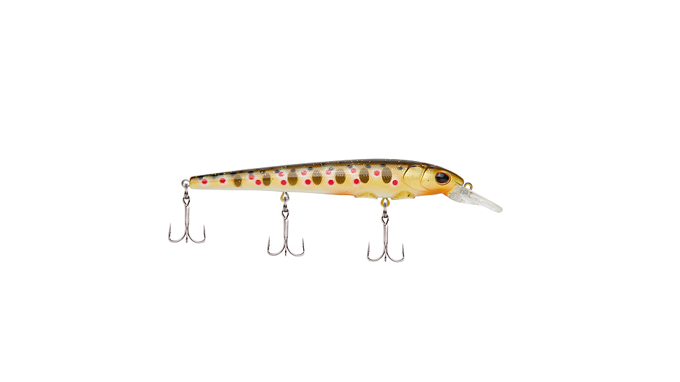 Berkley Hit Stick Hard Bait, Crankbait, 11, 1/3 oz, 4 1/2in / 11cm, 3ft-6ft / 0.9m-1.8m, Hook Size 8, 3 Hooks, Brown Trout, BHBHSF11-BRTR