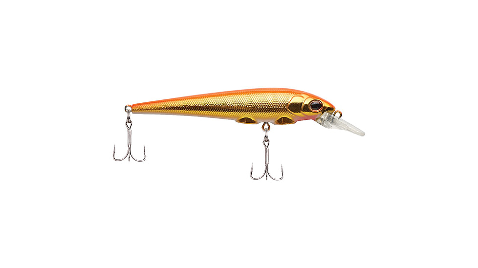 Berkley Hit Stick Hard Bait, Crankbait, 9, 1/4 oz, 3 1/2in / 9cm, 2.5ft-6ft, Hook Size 8, 2 Hooks, Fluorescent Orange Gold, 1522683