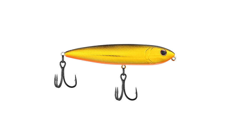Berkley J-Walker 100 Saltwater Hard Bait, Topwater, Saltwater, 100, 1/2 oz, 100mm, Topwater, Hook Size 4, 2 Hooks, Black Gold, 1547877