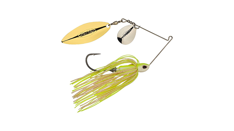 Berkley Power Blade Compact Colorado/Willow Spinnerbait, 1/2oz, White Chartreuse/Silver + Gold, 1570600