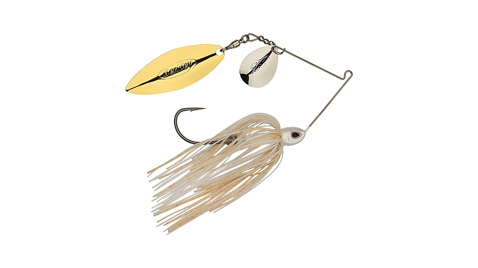 Berkley Power Blade Compact Colorado/Willow Spinnerbait, 1/2oz, White/Silver + Gold, 1570599