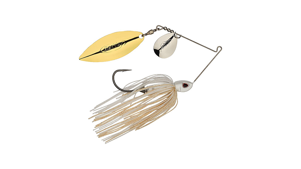 Berkley Power Blade Compact Colorado/Willow Spinnerbait, 3/4oz, White/Silver + Gold, 1570612