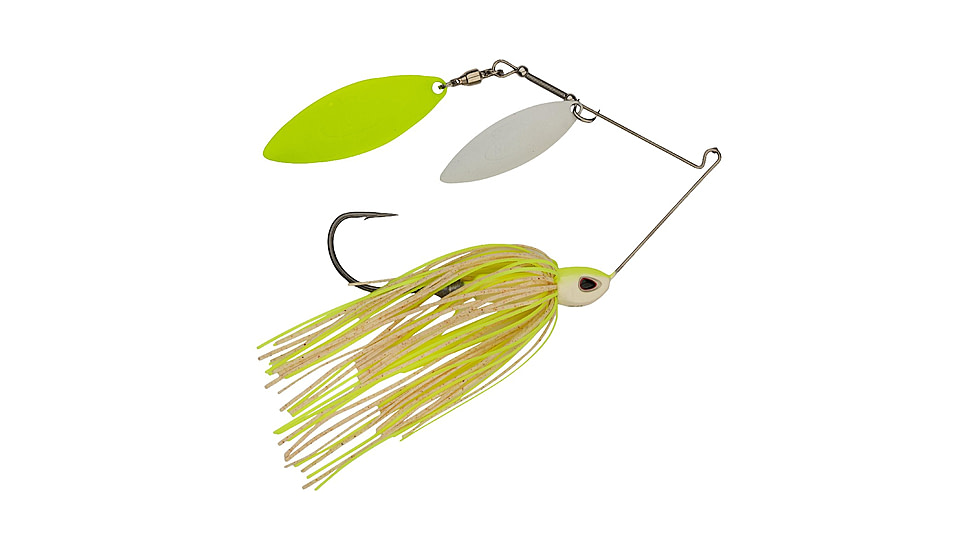 Berkley Power Blade Compact Double Williw Spinnerbait, 1/2oz, White Chartreuse/White + Chartreuse, 1570653