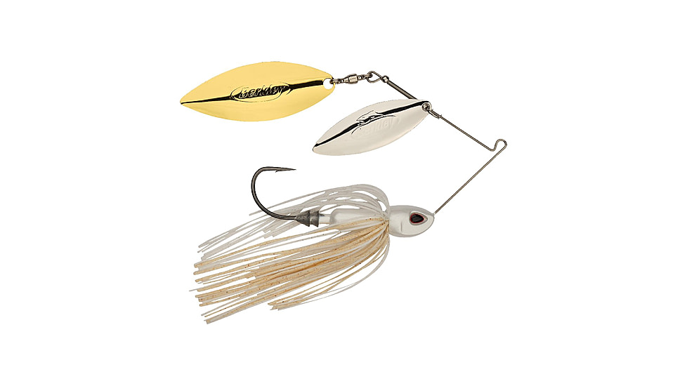 Berkley Power Blade Compact Double Williw Spinnerbait, 1oz, White/Silver + Gold, 1570672