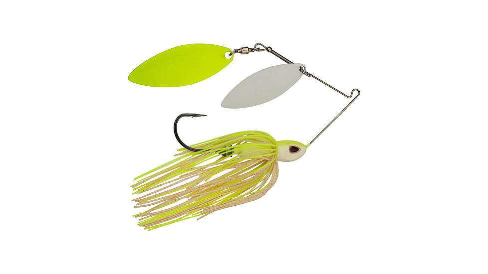 Berkley Power Blade Compact Double Williw Spinnerbait, 3/4oz, White Chartreuse/White + Chartreuse, 1570669