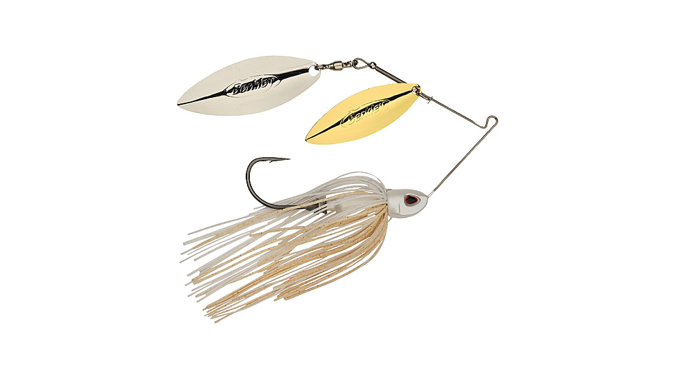 Berkley Power Blade Compact Double Williw Spinnerbait, 3/4oz, White/Gold + Silver, 1570657