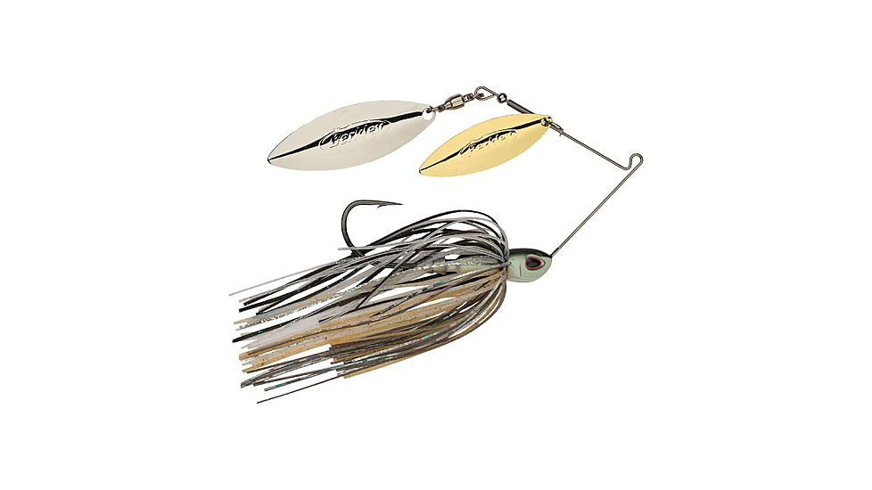 Berkley Power Blade Compact Double Williw Spinnerbait, 3/8oz, Shad Spawn/Gold + Silver, 1570629