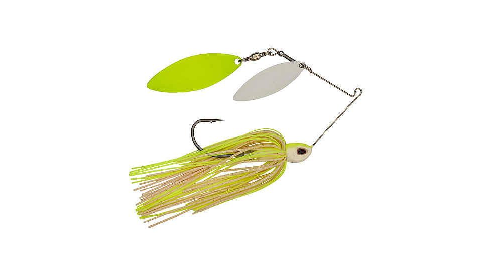 Berkley Power Blade Compact Double Williw Spinnerbait, 3/8oz, White Chartreuse/White + Chartreuse, 1570638
