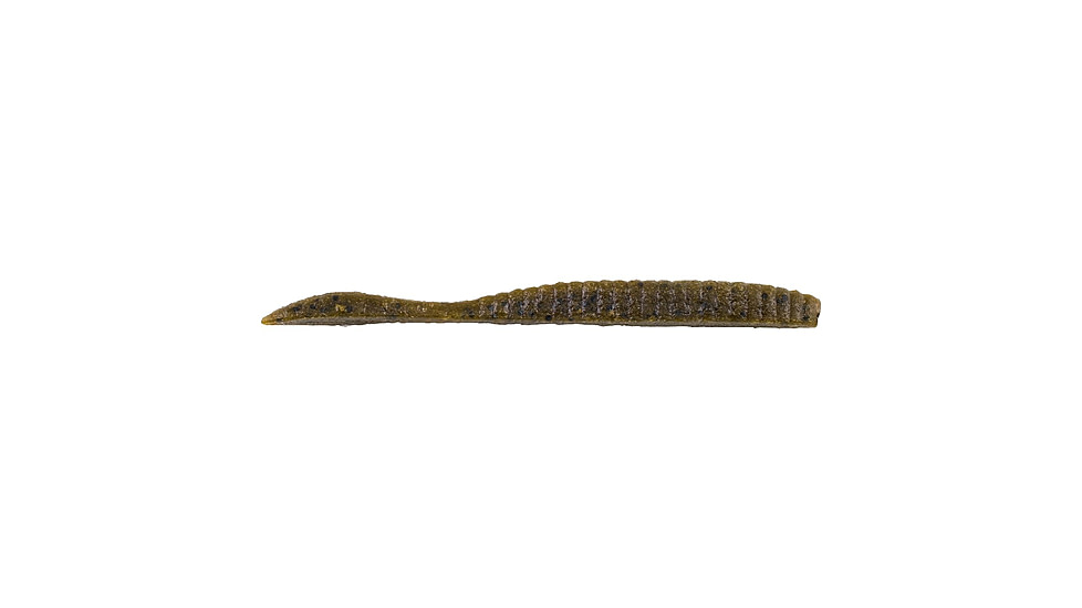 Berkley PowerBait MaxScent Flat Worm, 3.6in, 10 Pack, Green Pumpkin, 1482223