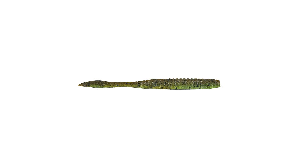 Berkley PowerBait MaxScent Flat Worm, 3.6in, 10 Pack, Green Pumpkin/Watermelon, 1546021