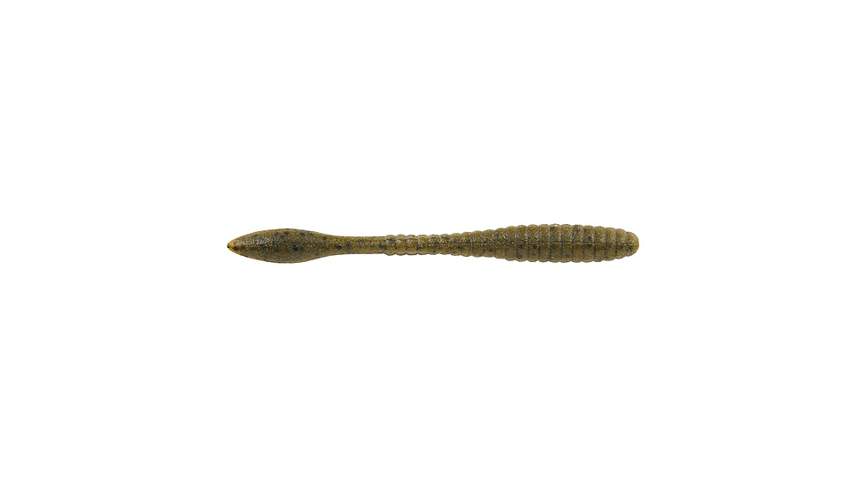 Berkley PowerBait MaxScent Flat Worm, 4.5in, 8 Pack, Green Pumpkin, 1520709