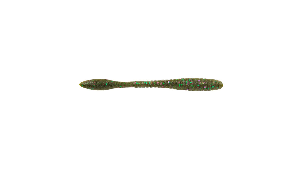 Berkley PowerBait MaxScent Flat Worm, 4.5in, 8 Pack, Green Pumpkin Party, 1520710