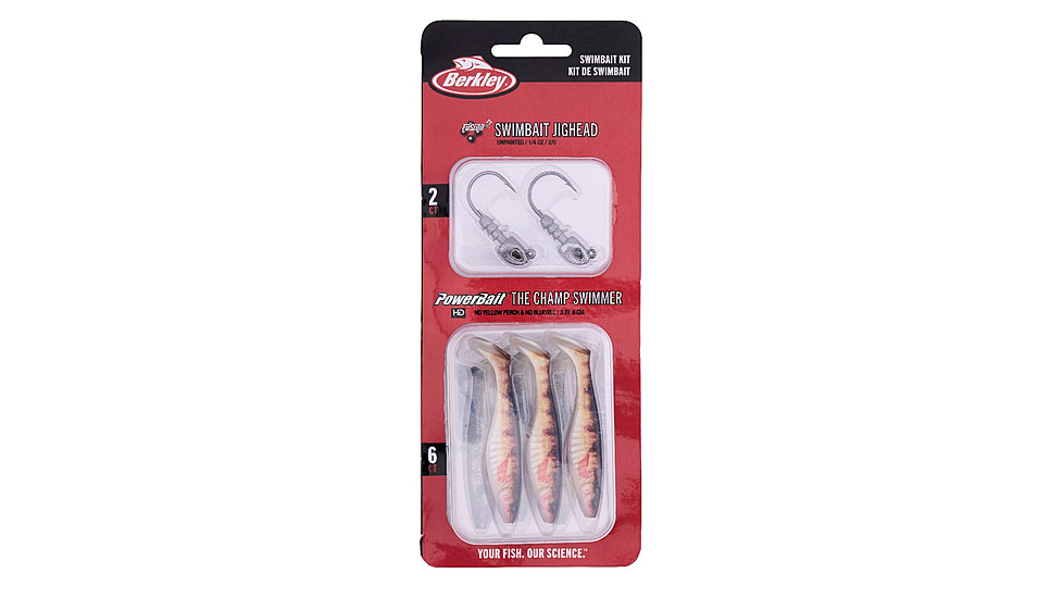 Berkley PowerBait The Champ Swimmer Kit, 3in, 8 Pack, HD Yellow Perch and HD Bluegill, 1632050