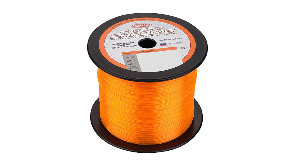 Berkley ProSpec Chrome Monofilament Line, 0.031in/0.78mm, 60lb/27.2kg, 1000yd/914m, Blaze Orange, 0.031 in/0.78 mm, 1544001