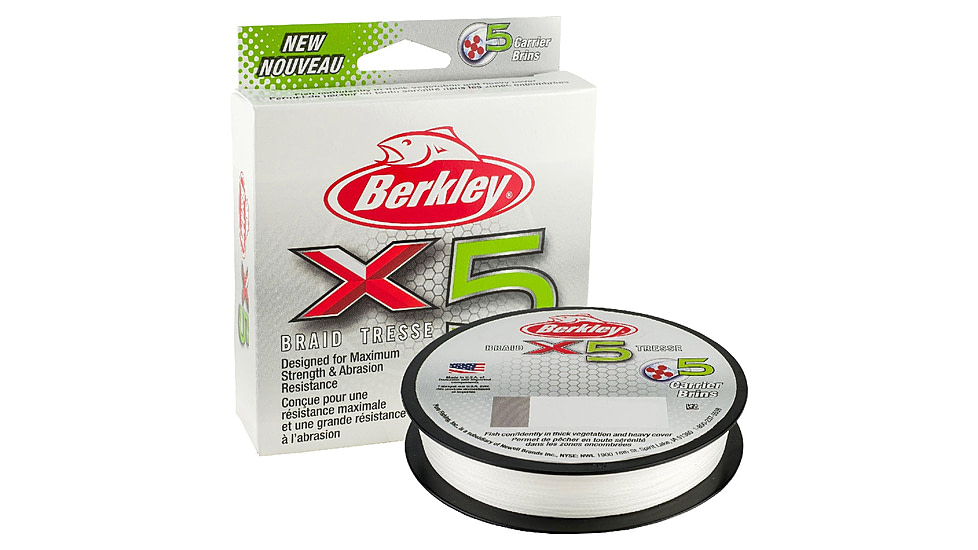 Berkley X5 Braid 5-carriers create stress free line 330yd 65/17lb test 0.015 diam in Crystal, X5B33065-CY, Crystal, 0.014 in/0.35 mm, 1486796