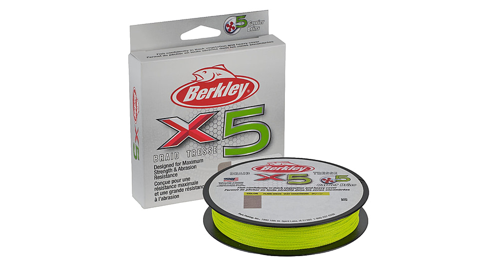 Berkley x5 Braid, 6lb, 328yd, Flame Green, 0.012 in/0.30 mm, 1614426