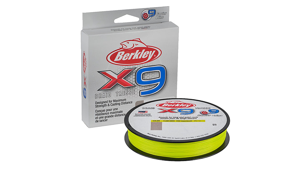 Berkley X9 Braid Filler Spool, 20lb, 164yd, Flame Green, 0.017 in/0.43 mm, 1614439