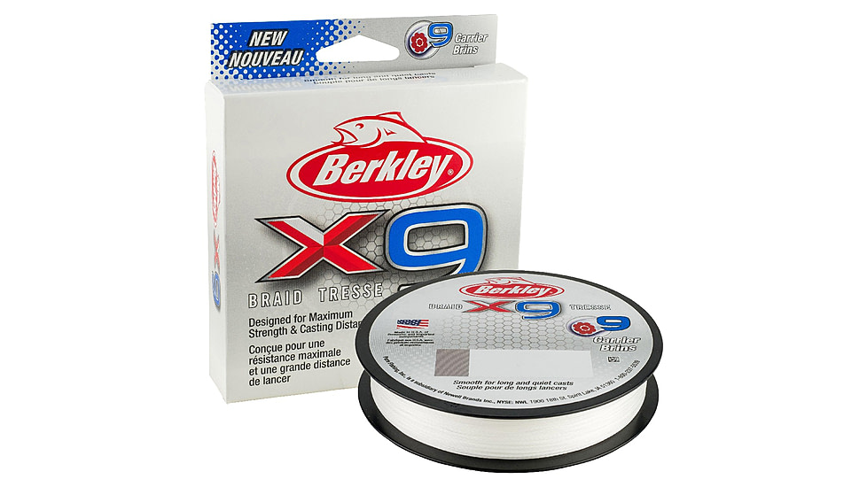 Berkley x9 Braid Superline, 0.43mm class/0.017in class, 100lb test/131 lbC/59.7kg, 219yd/200m, 25lb, Crystal, X9B330100-CY, Crystal, 0.017 in/0.43 mm, 1486904